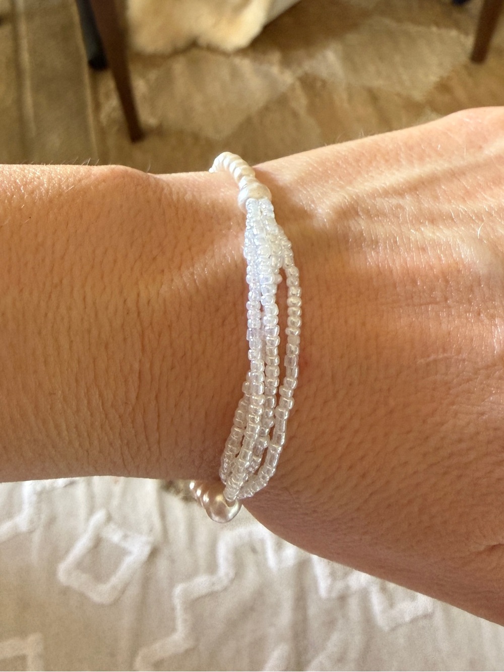 Vintage White faux Pearl Beaded bracelet- Women Jewelry